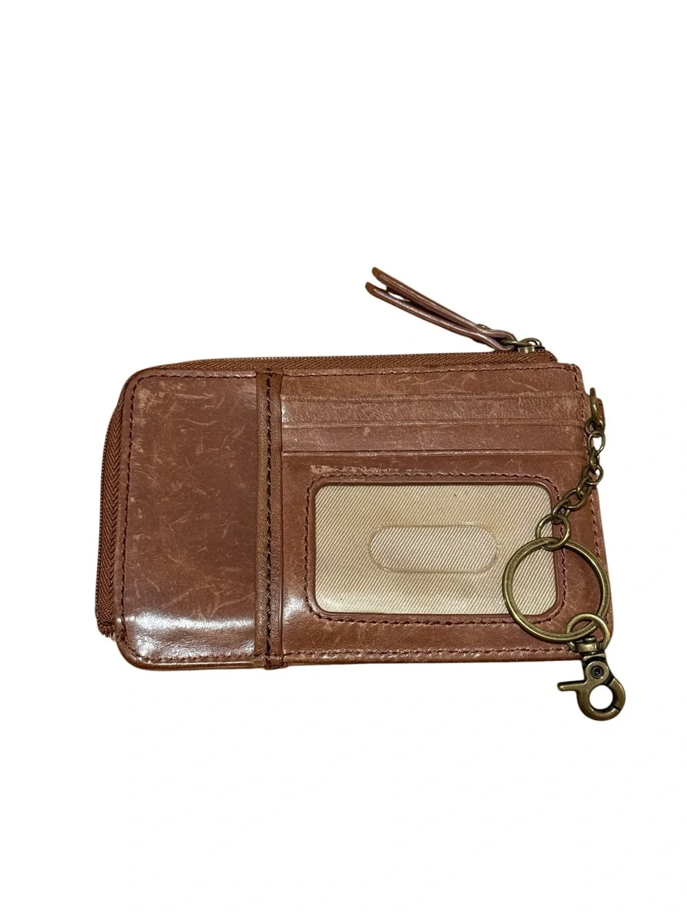 The sak Brown Leather Zip Card Holder with Keychain